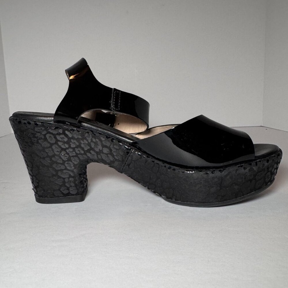 AGL Black Block Heel Patent Leather with Black Leopard Print, size US 6.5 - Picture 5 of 16